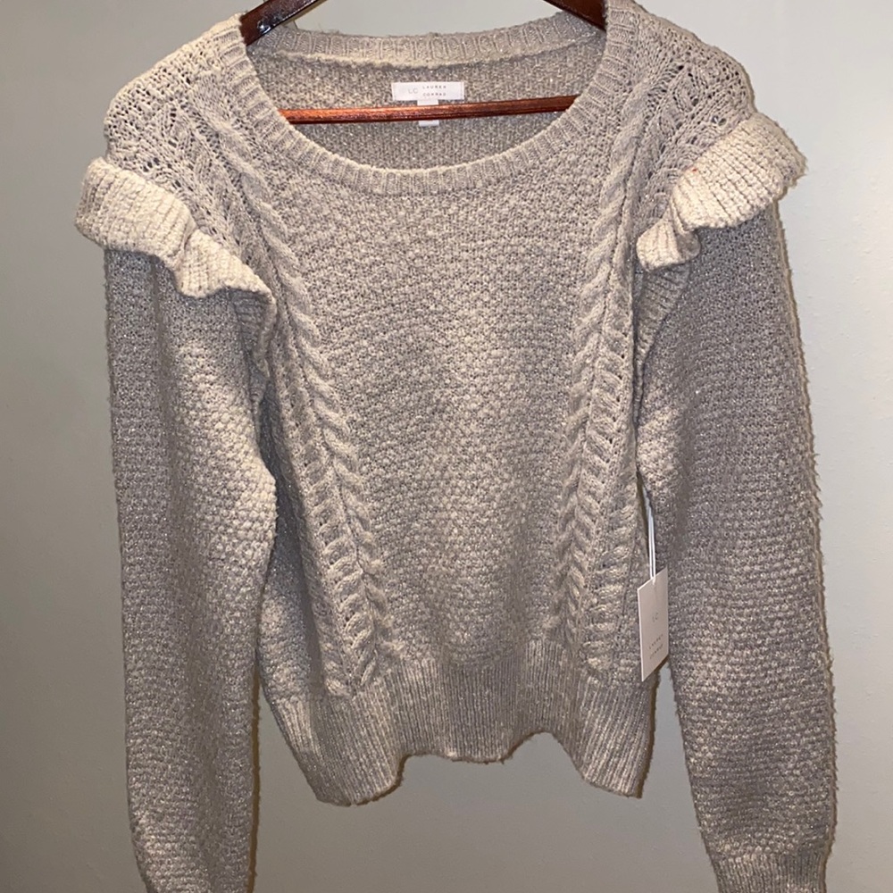 LC Lauren Conrad Sparkle and Shine Sweater Light Beige